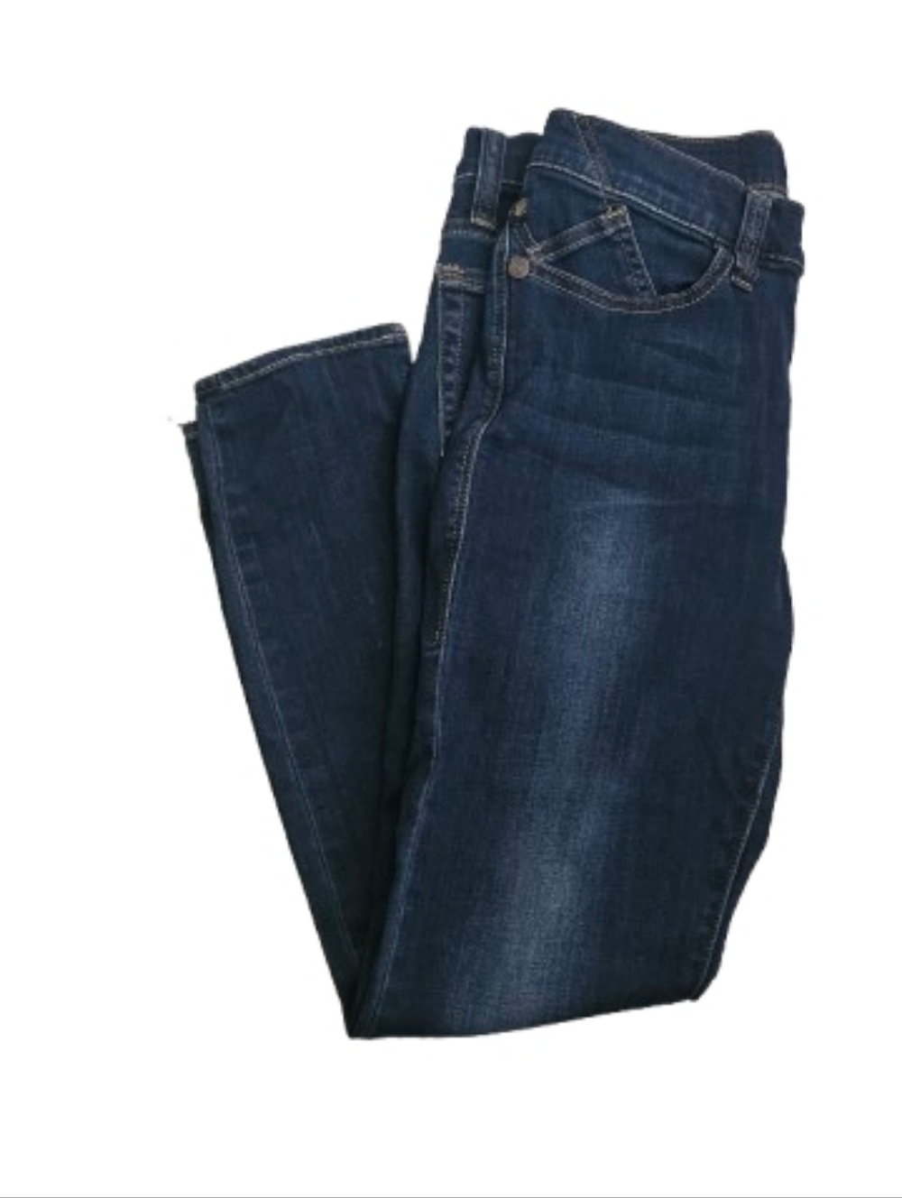 Rock & Republic Kashmiere Crop Blue Denim Jeans with Gold Stitching